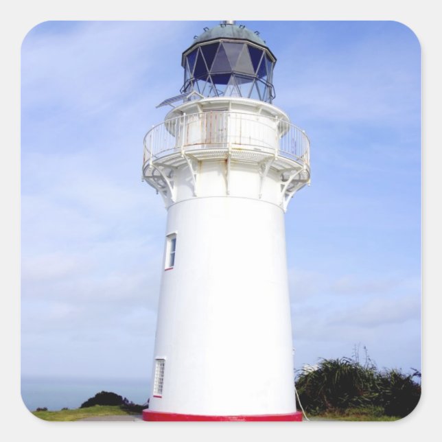 Te Araroa, New Zealand. A lighthouse gives Square Sticker (Front)