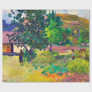 Te Fare, The House landscape art by Paul Gauguin Wrapping Paper