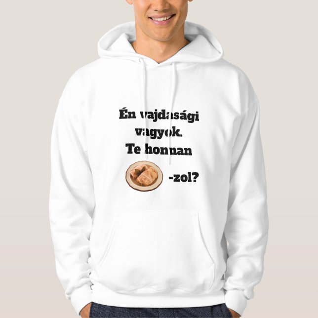 Te honnan SZÁRMA-zol? férfi hosszú ujjú Hoodie (Front)