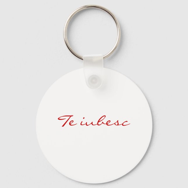 Te iubesc in white and red keychain (Front)