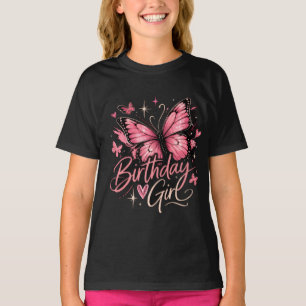 te Pink Butterfly Birthday Tee for Teen Girls