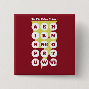 Te Pu Taka Maori Maori Alphabet 15 Cm Square Badge