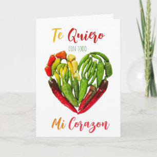 Te Quiero Chilli Peppers Heart Valentine's Postcar Card