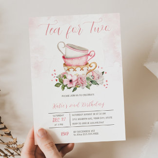 Tea 2nd Birthday Floral Invitation