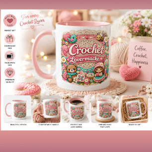 Tea Addict Cute Crochet Style Mug   Cosy Tea Lover