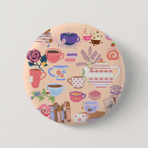 Tea And Books 6 Cm Round Badge