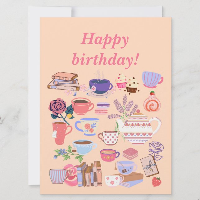 Tea And Books Birthday Card (Front)