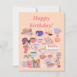 Tea And Books Birthday Card