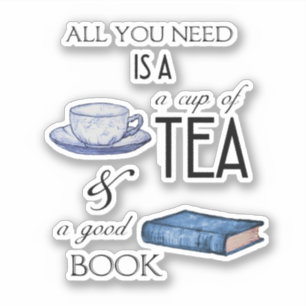 Tea and Books Cosy Reading Vinyl Sticker