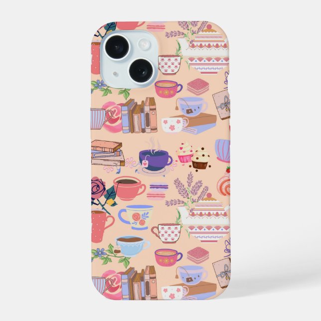 Tea And Books iPhone 15 Case (Back)