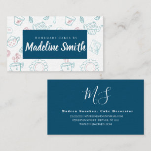 Tea and Cake Doodles Homemade Cake Bakery Business Card