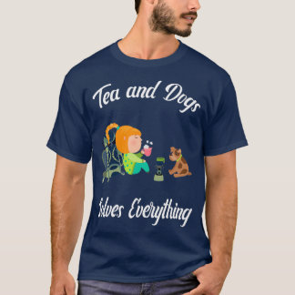 Tea and Dogs solves everything Camping Hiking T-Shirt