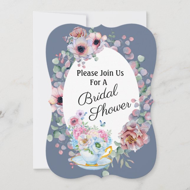 Tea And Flowers Bridal Shower Invitation (Front)