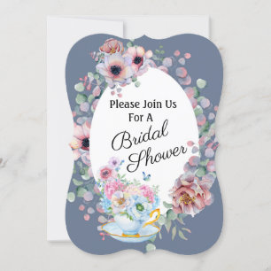 Tea And Flowers Bridal Shower Invitation