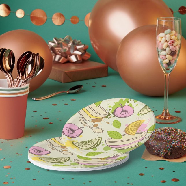 Tea And Fruit Paper Plates (Creator Uploaded)