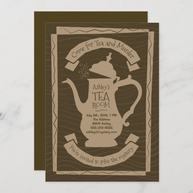 Tea and Murder Party - Invitation (Front/Back)