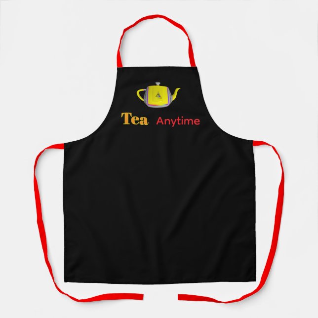 Tea Anytime Teapot Black Apron (Front)