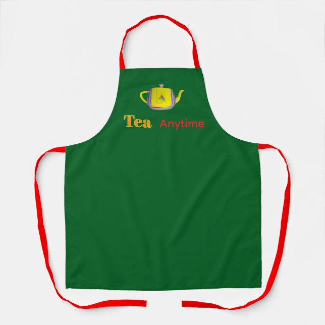 Tea Anytime Teapot Green   Apron (Front)