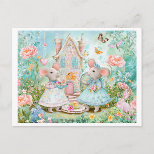 Tea at garden postcard