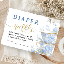 Tea Baby Shower Boy Blue Tea Party Diaper Raffle