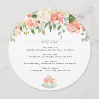 Tea Baby Shower Menu Round