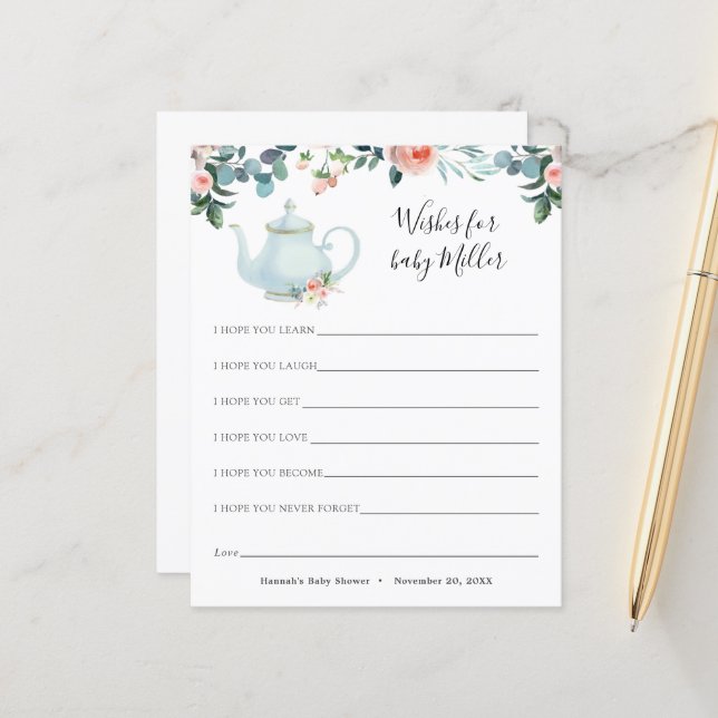 Tea Baby Shower Wishes for the Baby (Front/Back In Situ)