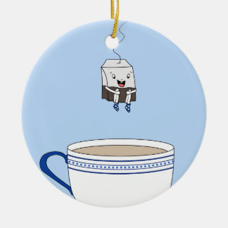 Tea bag jumping in cup ceramic tree decoration