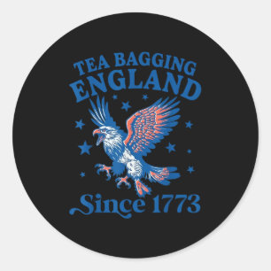 Tea Bagging England Since 1773 Patriotic Eagle 4th Classic Round Sticker