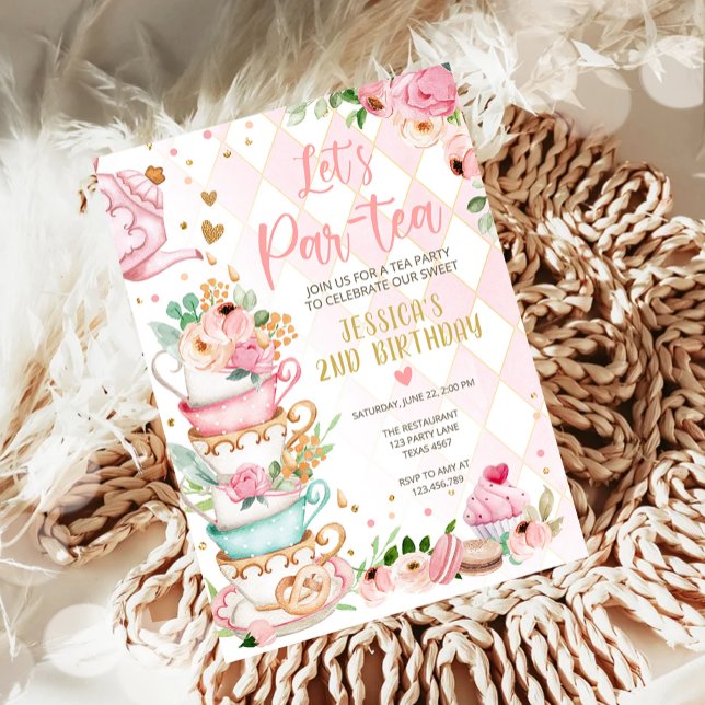 Tea Birthday Invitation Girl Party Par-tea Floral (Creator Uploaded)