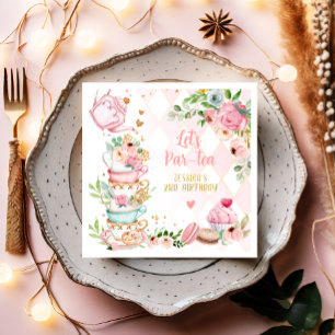 Tea Birthday Party Pink Flower Girl Par-tea Floral Napkin