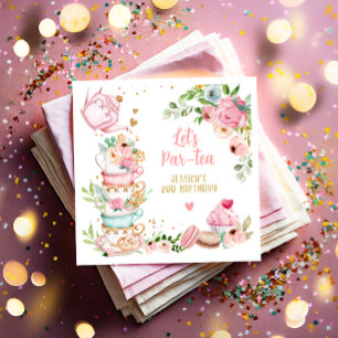 Tea Birthday Party Pink Flower Girl Par-tea Floral Napkin