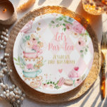 Tea Birthday Party Pink Flower Girl Par-tea Floral Paper Plate<br><div class="desc">Tea themed party paper plates for your perfect celebration. Please see the matching collection for all we have available for this theme.</div>