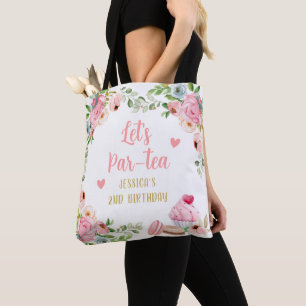 Tea Birthday Party Pink Flower Girl Par-tea Floral Tote Bag