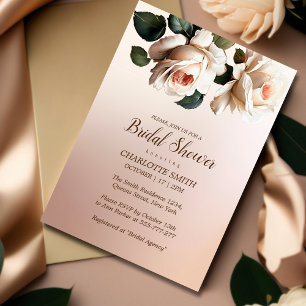 Tea Blush Beige Oil Rose Bridal Shower  Invitation