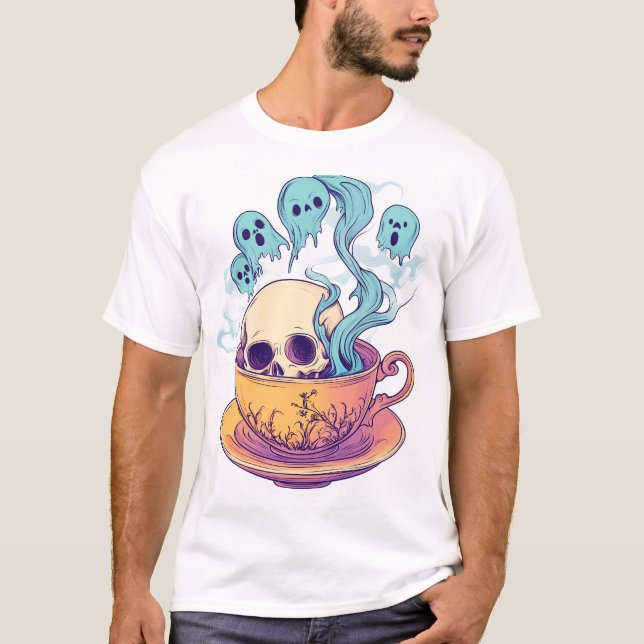 Tea & Bones � Funny Relaxed Skull T-Shirt (Front)