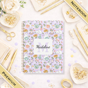 Tea & Bookish Cats Spiral Notebook Personalized