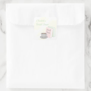 Tea & Books Bridal Shower Square Sticker