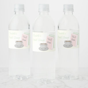 Tea & Books Bridal Shower Water Bottle Label