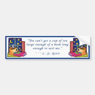 Tea & Books w quote Bumper Stickers