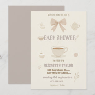 tea bow coquette baby shower Invitation