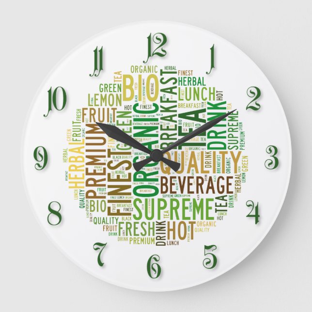 Tea breakfast text design large clock (Front)