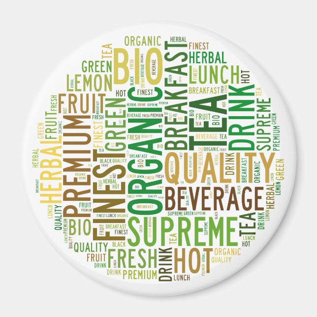 Tea breakfast text design magnet (Front)