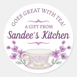 tea brewing ball teacup flowers gift tag sticke...