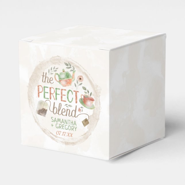 Tea Bridal Wedding Shower The Perfect Blend Party Favour Box (Front Side)
