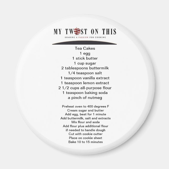 Tea Cake Recipe Magnet ™ (Front)