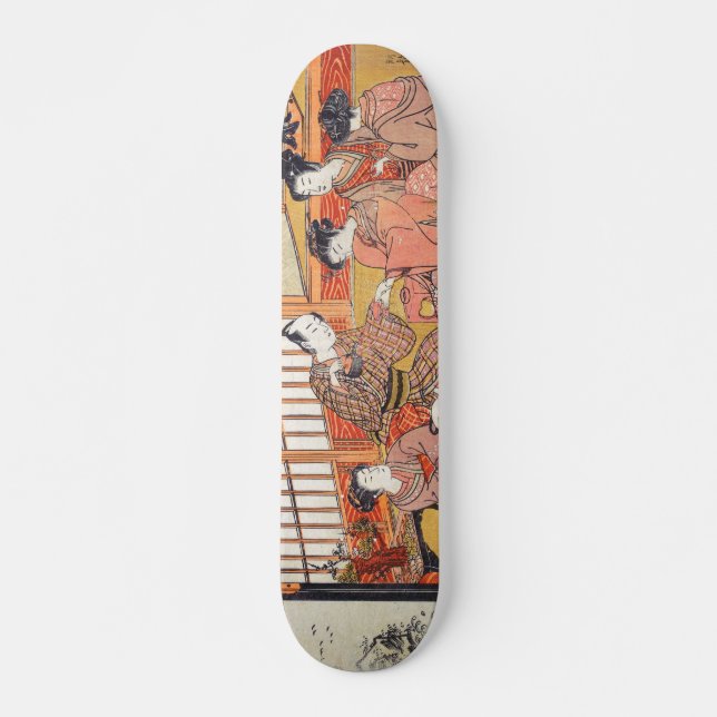 Tea Ceremony Isoda Koryusai japanese woodblock art Skateboard (Front)