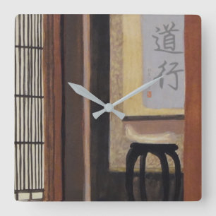 Tea Ceremony Room Tokonoma Square Wall Clock