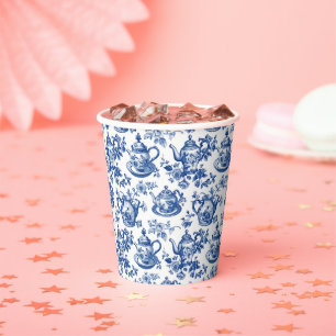 Tea Chinoiserie French Toile Du Jouy Pattern Paper Cups