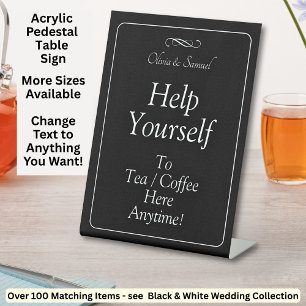 Tea Coffee Table Black White Infinity Scroll Pedestal Sign