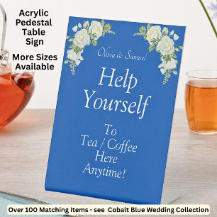 Tea Coffee Table Cobalt Blue Acrylic Pedestal Sign